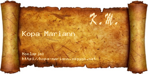 Kopa Mariann névjegykártya